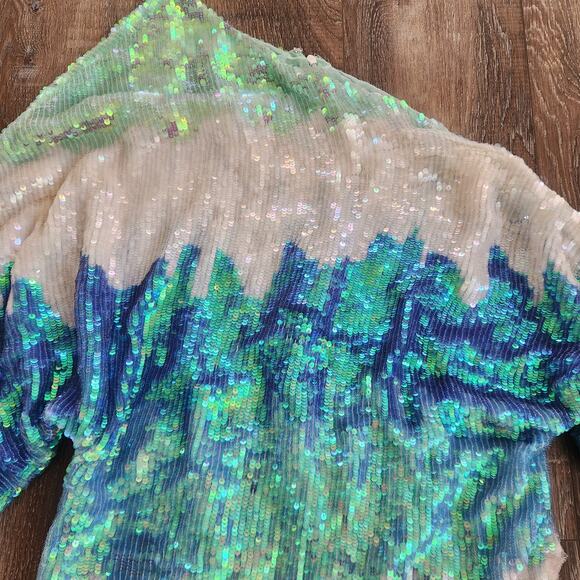 Retrofete Yasmin Sequin Dress in Unicorn Dip Dye Off the Shoulder Size S/M? - Picture 3 of 11